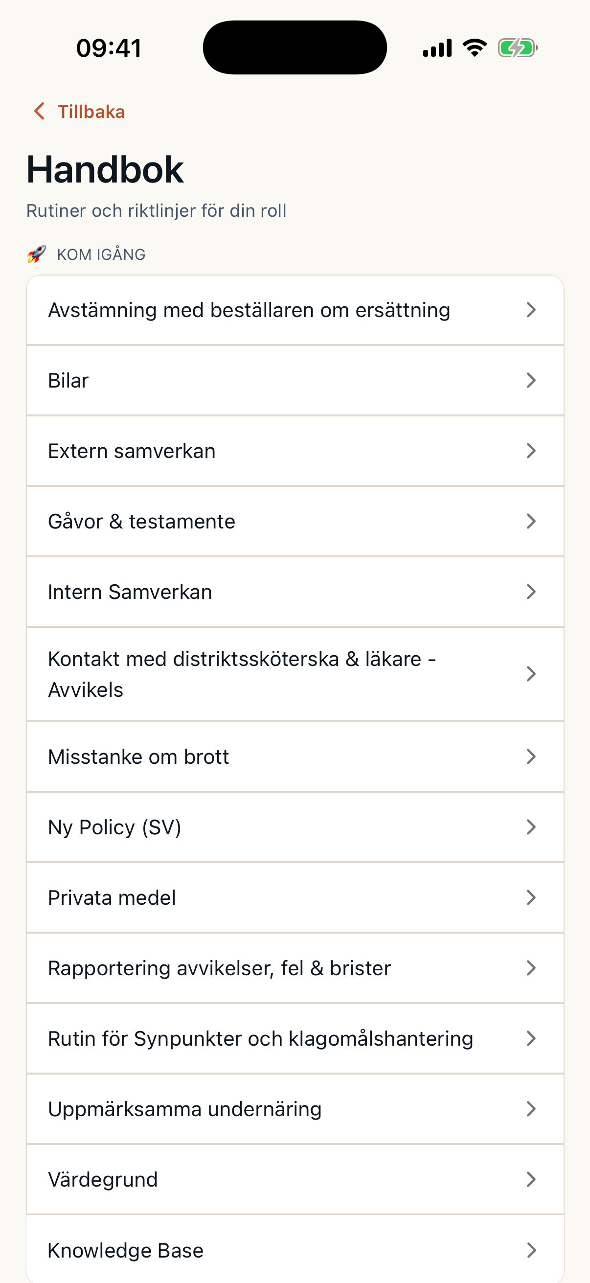 Caire caregiver app handbook page