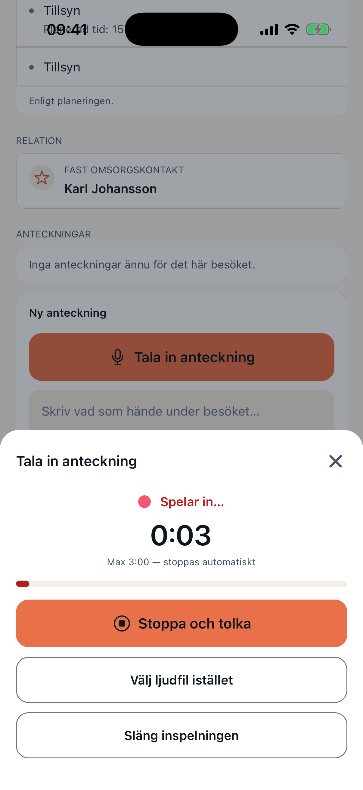 Caire caregiver app voice documentation