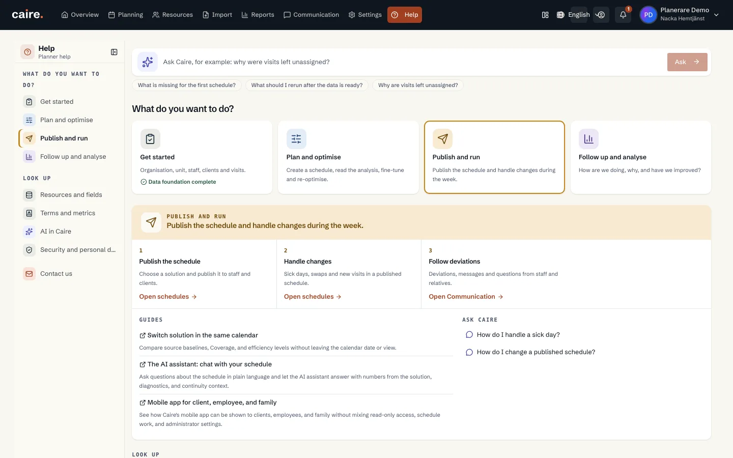 Work with a published schedule