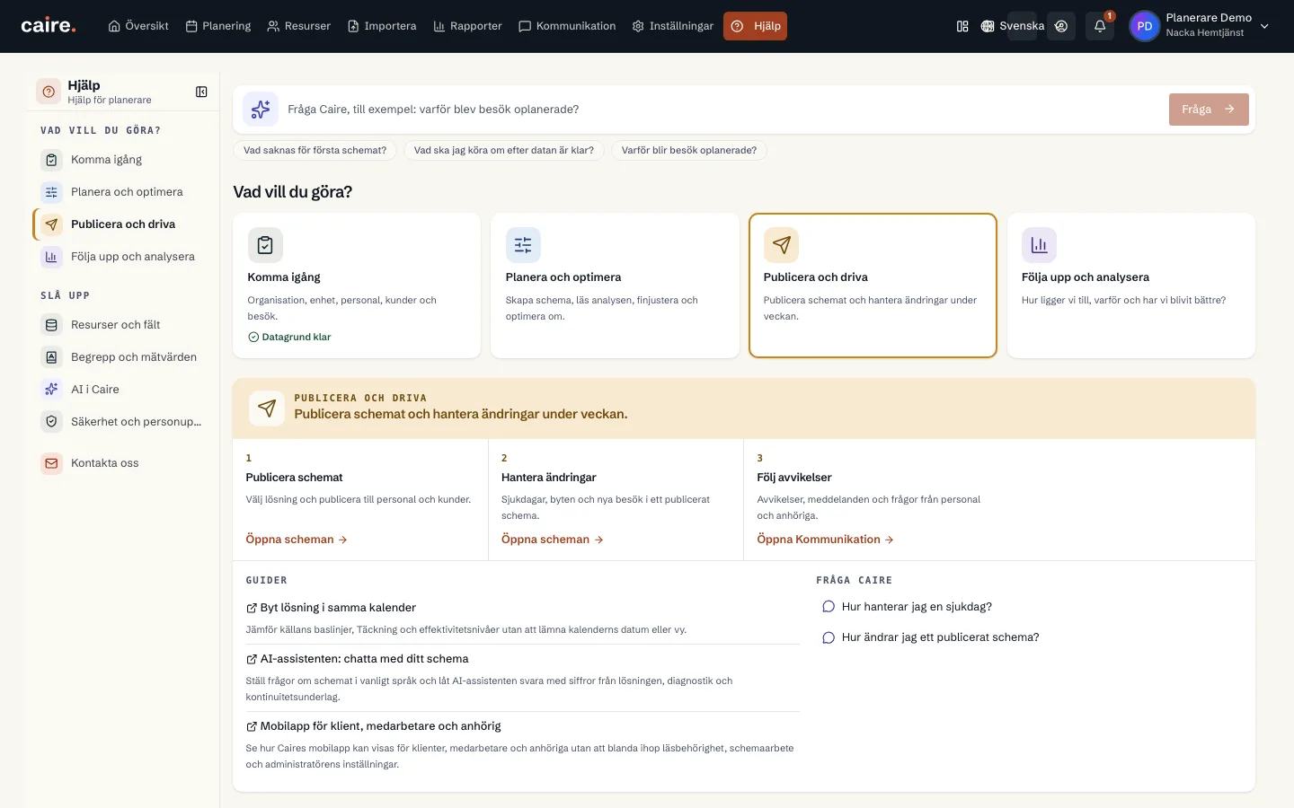 Arbeta med ett publicerat schema
