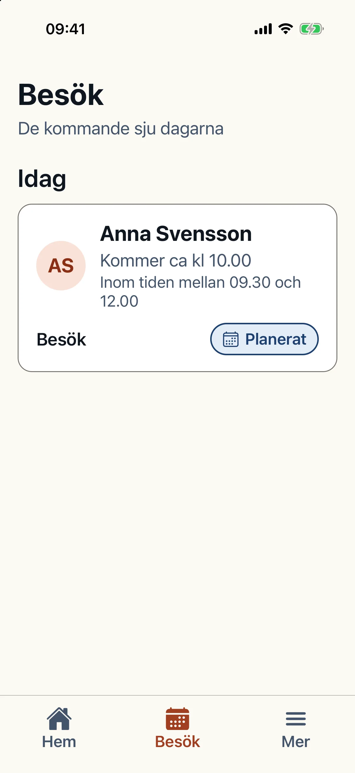 Kundens besök i kundappen
