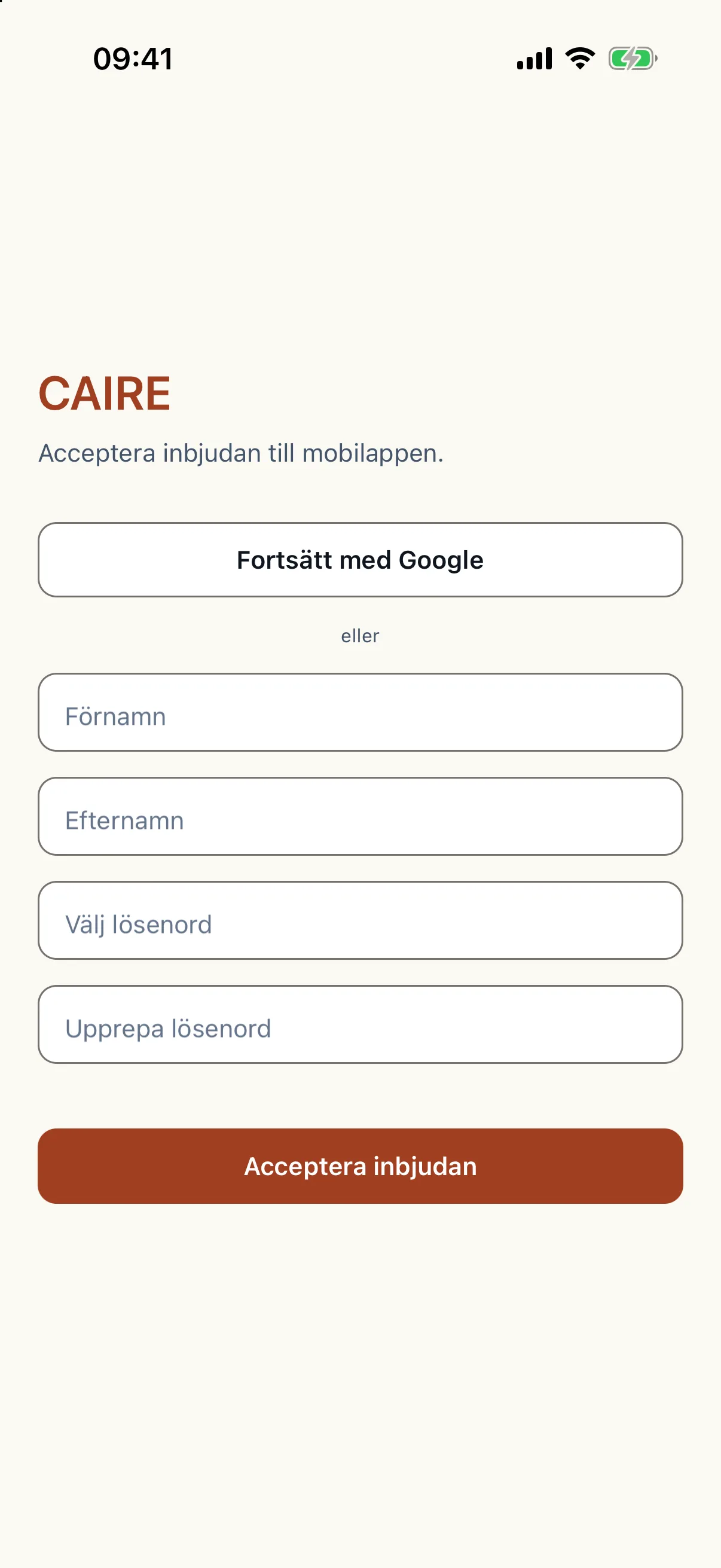 Appen tar emot en inbjudan från kontoret