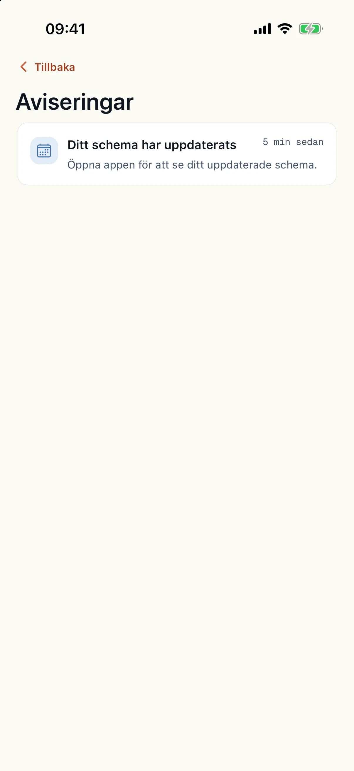 Notifications in the employee app, including Your schedule has been updated