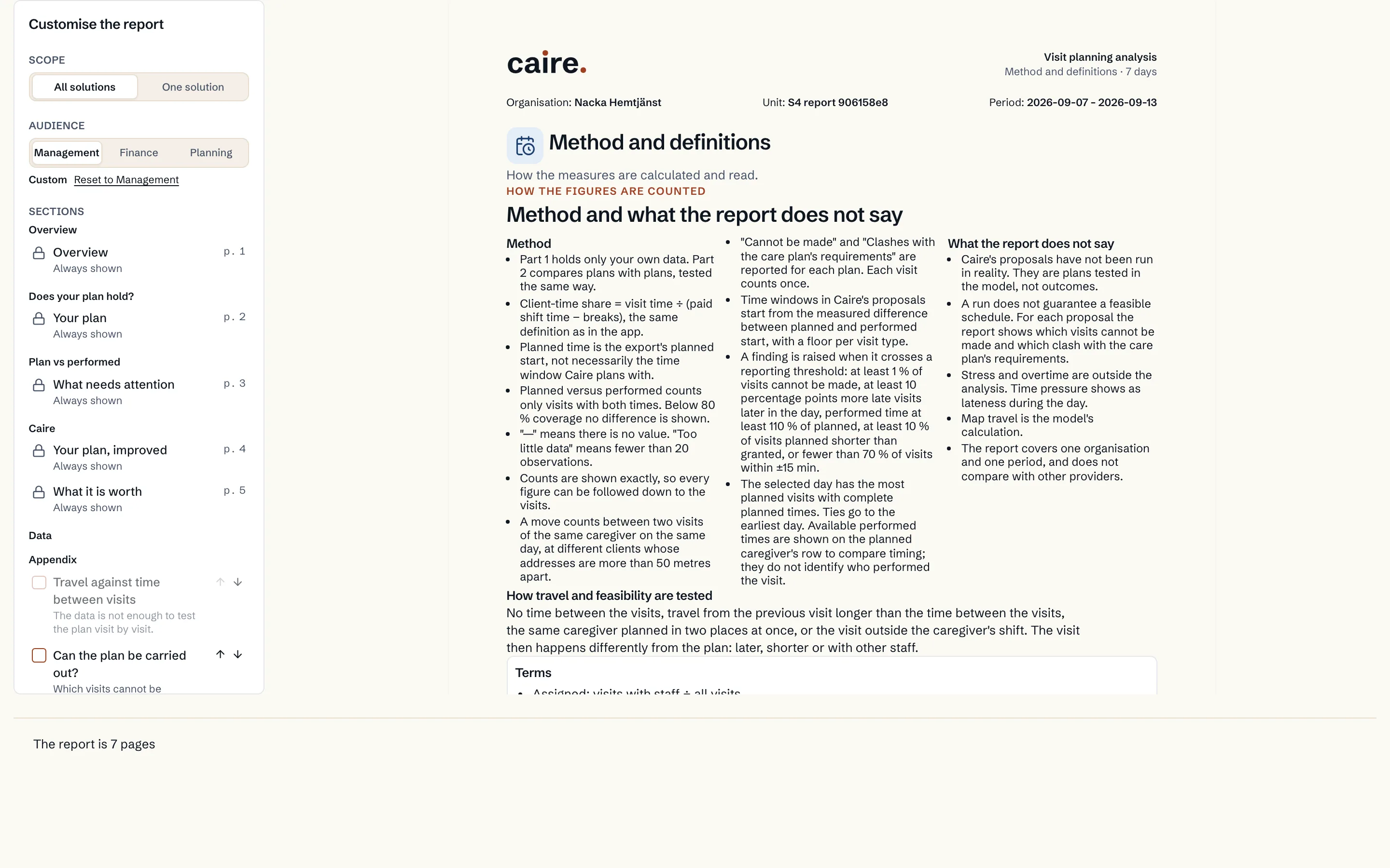 Evidence and method for the imported period report