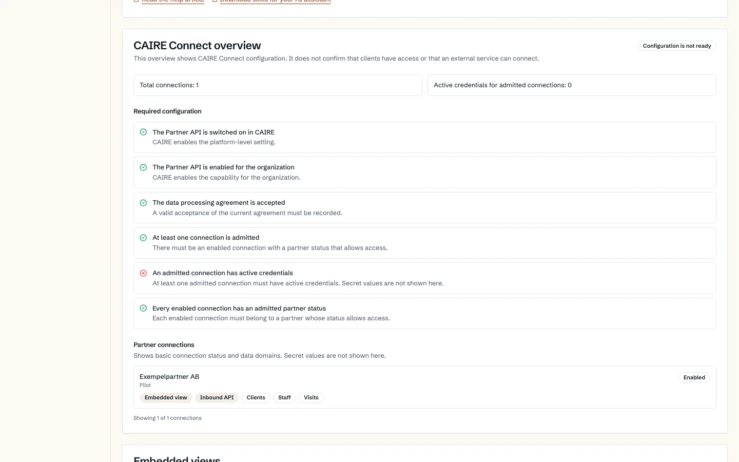 CAIRE Connect overview with connections and requirements