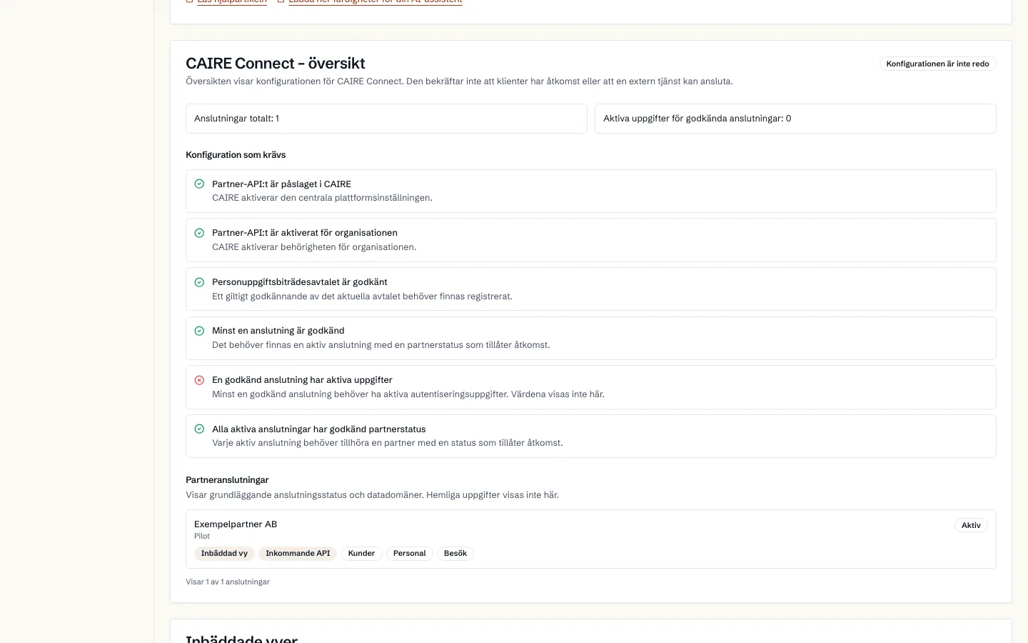 CAIRE Connect – översikt med kopplingar och krav