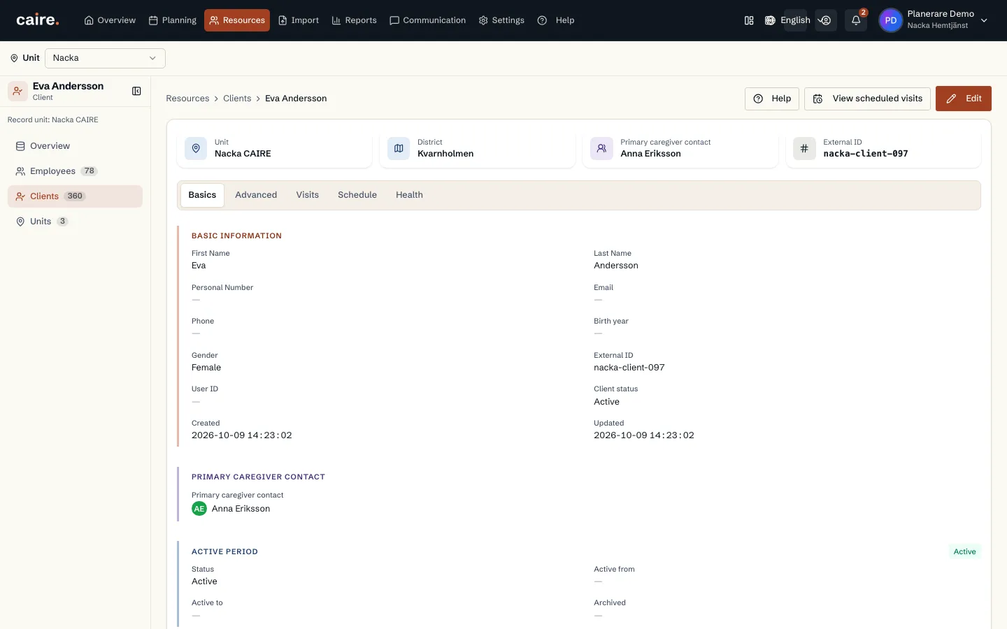 Client basics in a read-only view